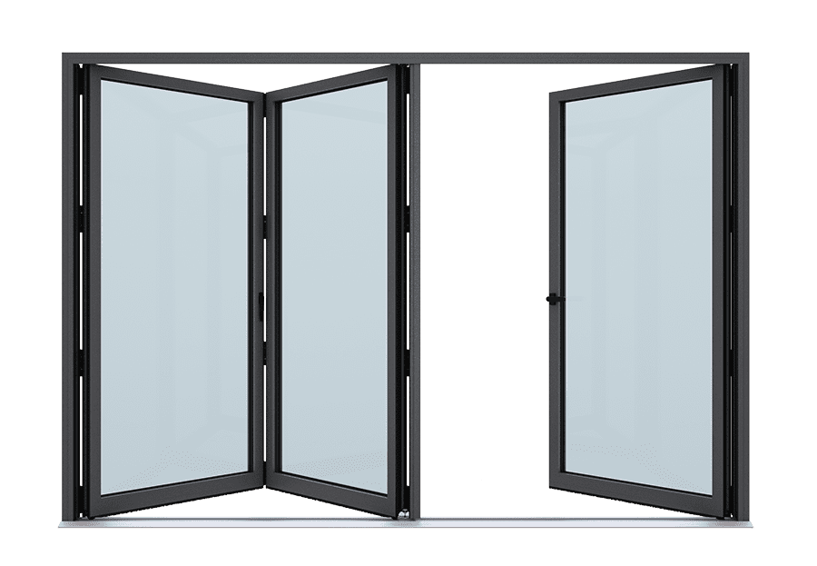Ușă Culisantă tip armonică din Aluminiu BiFold deschisă